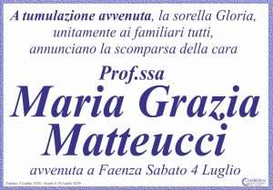 Maria Grazia Matteucci | Onoranze Funebri Gamberini Ad esequie avvenute Blu fiore in basso