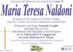 Maria Teresa Naldoni | Onoranze Funebri Gamberini Manifesto Annuncio Naldoni Maria Teresa
