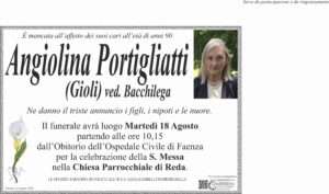 Angiolina Portigliatti | Onoranze Funebri Gamberini Manifesto Annuncio Portigliatti Angiolina
