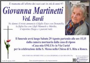 Giovanna Martinetti | Onoranze Funebri Gamberini Giovanna Martinetti manifesto 1